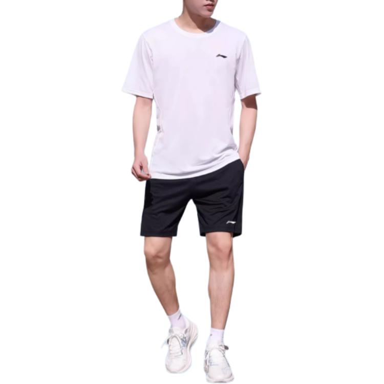 

Li Ning дышащий удобный легкий повседневный спортивный костюм мужской спортивный костюм белый черный YATU111-1 XL