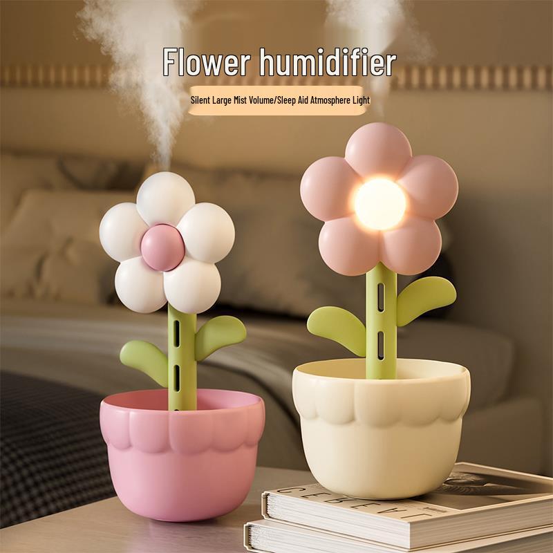 Flower Humidifier with Sleep Aid Light & High Mist Output for Home, Bedroom, Dorm