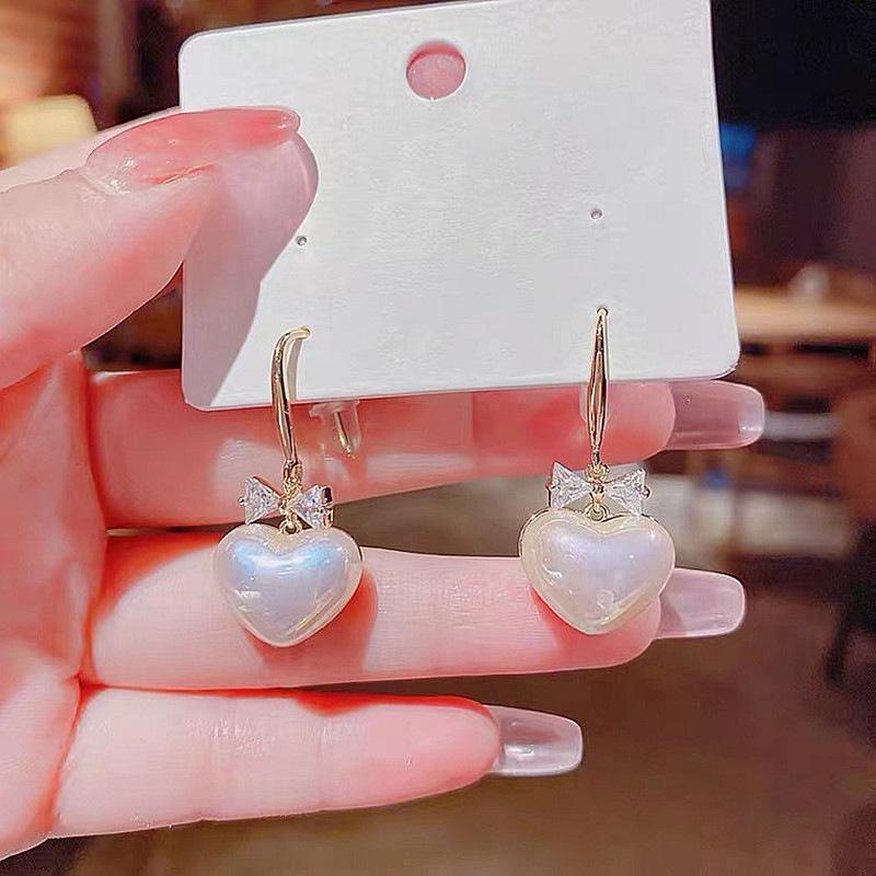Elegant Heart Bow Earrings - Chic 2023 Trend, High-End Design - Women’s Spring/Summer Hoop Studs 1A810 Love Heart