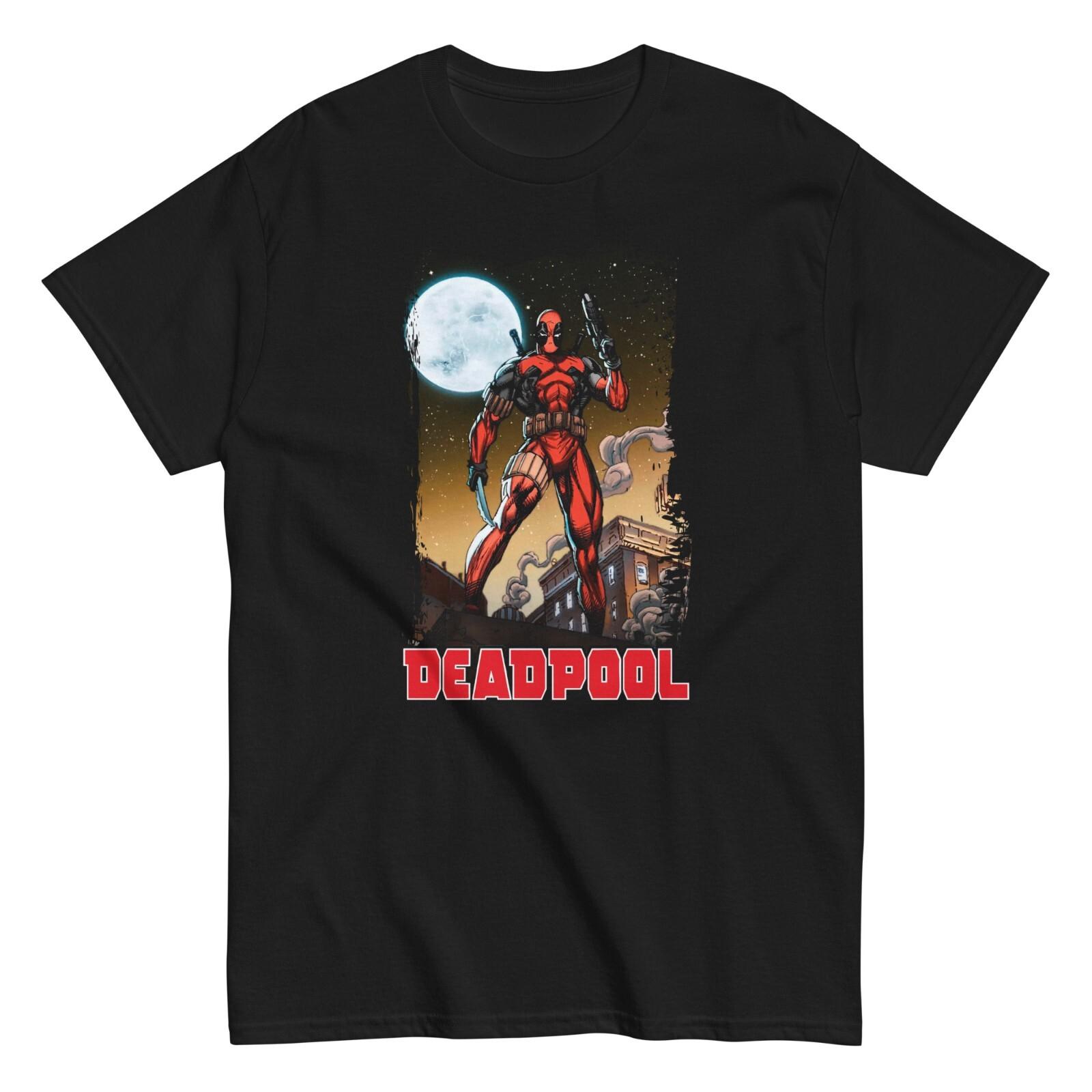 26 Deadpool Moon Animated T Shirt Mens Licensed Marvel Comic Book Tee New Black Unisex T-Shirt XXXL