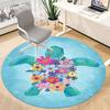 1pcSea Turtle Flowers Office Round Area Rug, Indoor Mat Suitable ForOffice, Under Office Chairs Bedroom Living Room Home Decor, Room Deco 094