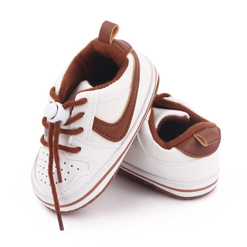 1 Pair Baby Casual Shoes Artificial Pu Soft Sole Sneakers Rope Buckle Toddler Shoes For 0-18