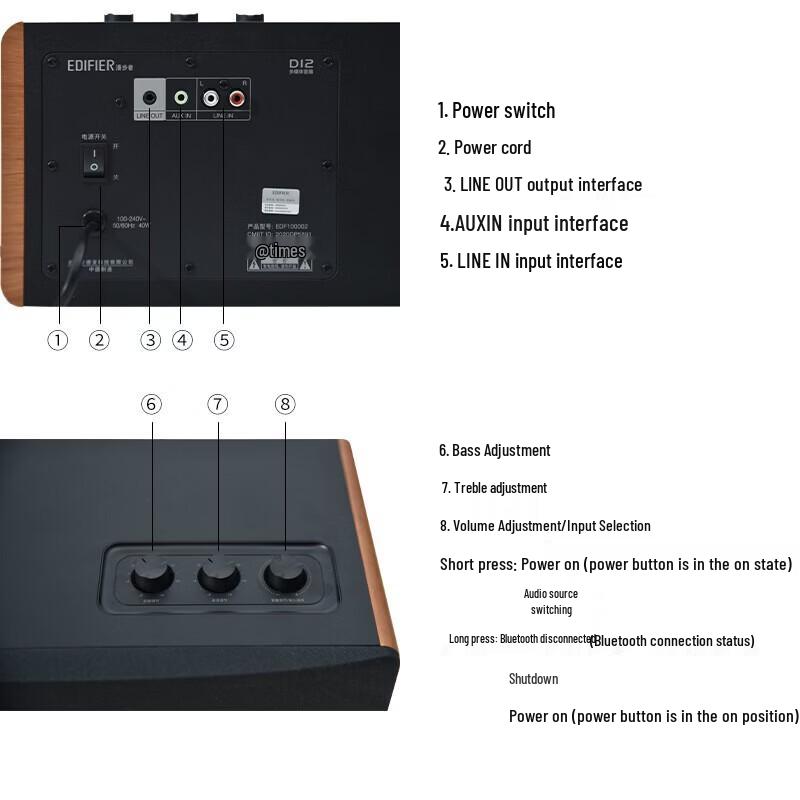 Edifier D12 Wireless Bluetooth Desktop Speaker CN plug (adapter included)
