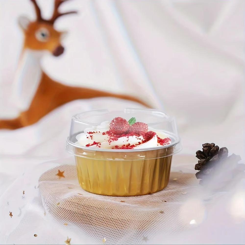 50pcs Square/Round Tin Muffin Boxes with Lids Dessert Container Mini Cupcake Mold  Commercial