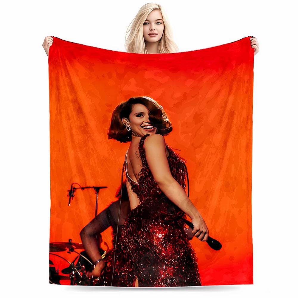 Singer On Stage with Red Dress for All Seasons Blanket Lunch Break Throw Gift