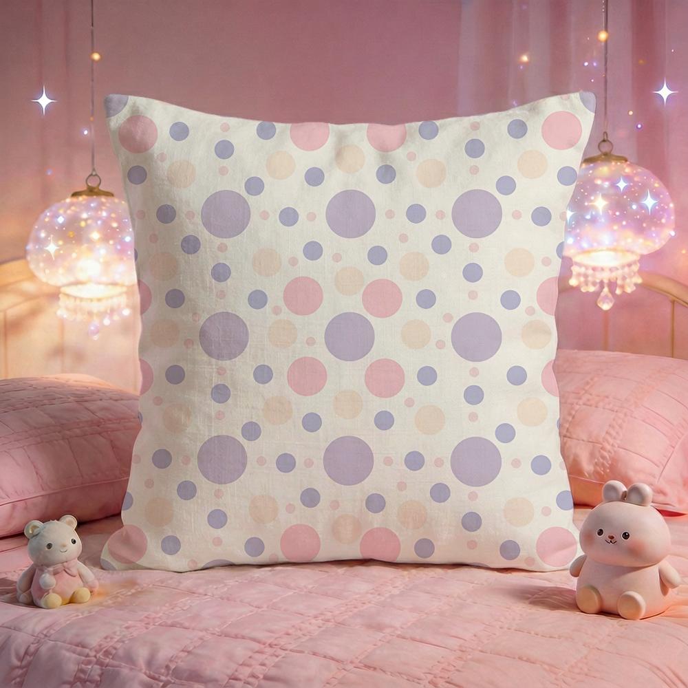 Cute Polka Dot Pop Cushion Cover Premium Comfort Reversible Pillow Cove Two in One Design for Any Room  Car Interior