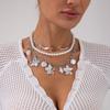 Flower Flower Pendant Necklace Multilayer Clavicle Chain Imitation Pearl Snake Chain Choker  Gift