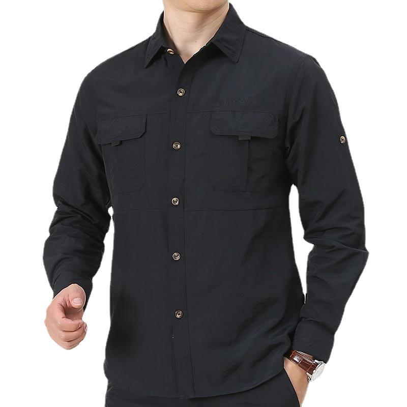 Outdoor Military Long-sleeved Shirt Autumn Multi-bag Set Without Ironing Thin Shirt Men's Work Clothes Embroidery
