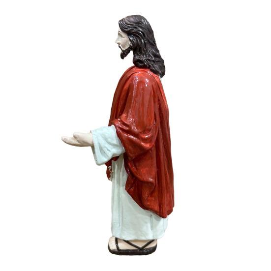 5palcová figurka Ježíše s otevřenými pažemi Ručně malovaná náboženská socha Ježíše Pryskyřičná křesťanská socha pro duchovní sbírku Domácí dekorace