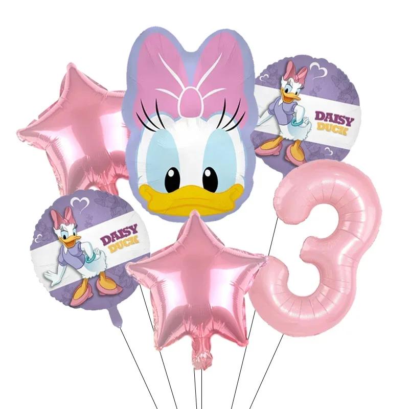 Cartoon Donald Number Duck Daisy Aluminum Film Balloon Set Spherical DIY Birthday Arrangement Party Decoration Balloons Kawaii