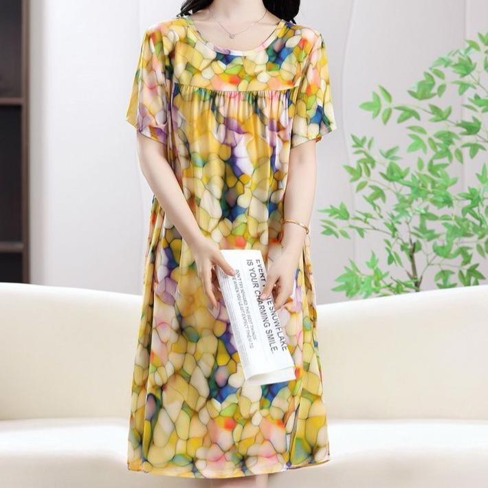 

New Womens Nightgowns Cotton Silk Nightdress Summer Casual Loose Sleepshirt Plus Size Comfortable Lounge Wear