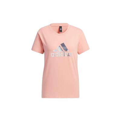 Foil Print Round Neck Sports Short Sleeve T-Shirt Women Tops Pink GP0700