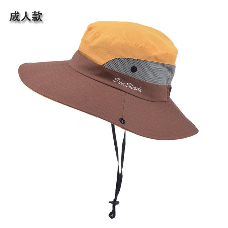 100% Polyester 9002 Summer Outdoor Sun Hat, Breathable Sun Hat, Folding Sun Hat, Female Ponytail Hole Fisherman Hat