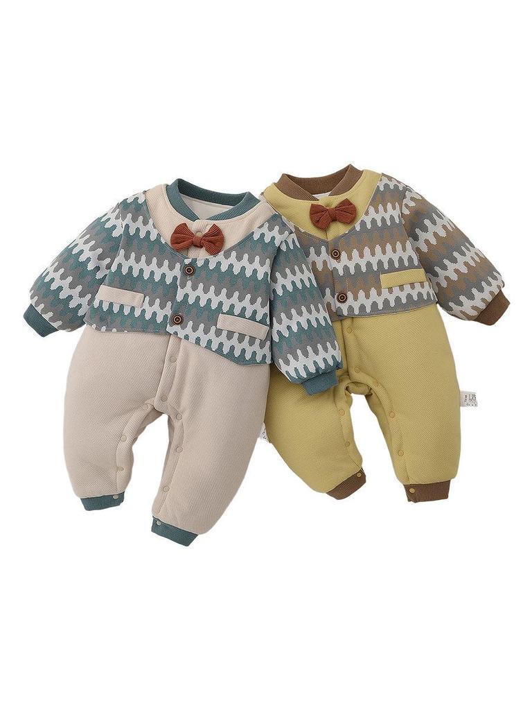 Warm Infant Jumpsuit Set: Autumn/Winter Newborn Bodysuit, 150g Padded Crawling Outfit