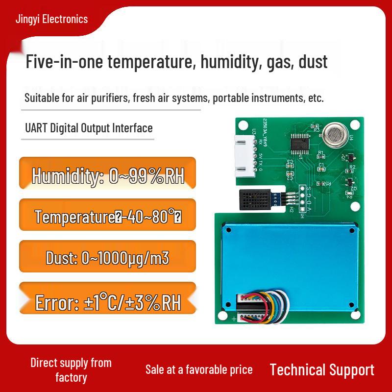 High-Precision Multi-Functional 5-in-1 Industrial Dust & Harmful Gas TVOC Sensor Temperature and Humidity, Gas, Dust Five-in-One