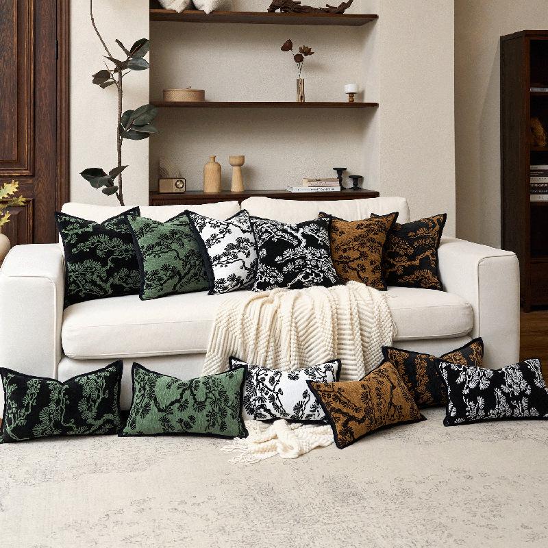 Chenille Green Plant Abstract Cushion Cover (Pillow Insert Not Included) - Luxury Sofa Decor & Gift Option.