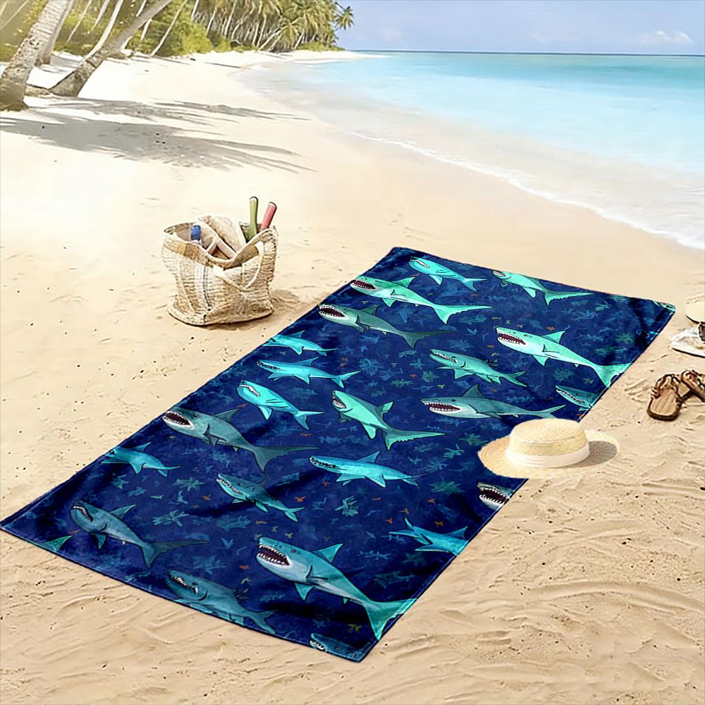 Shark Patterned Beach Towel Beach Towel Quick-drying for Travel Outdoor Sports Jogging Beach and Swimming