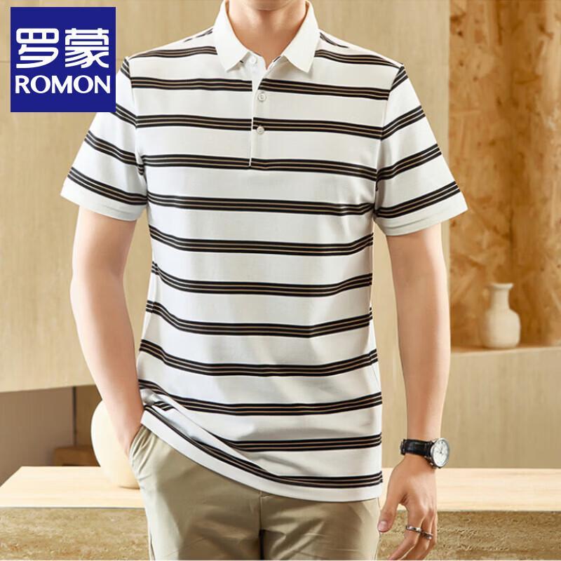Romon Men s Summer Cotton Blend Polo Shirt L/50