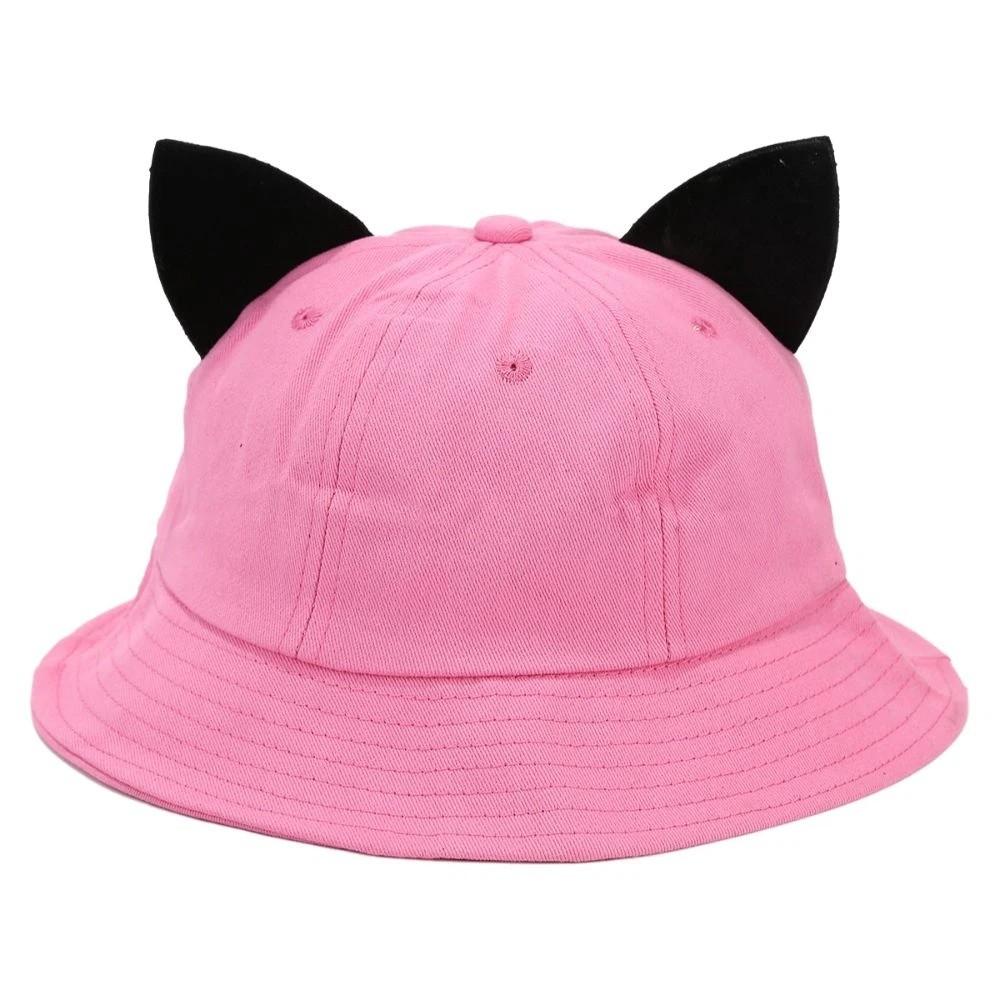 Fashion Cotton Cat Ears Hat Sun protection Breathable Basin Hat Cute Ear Fisherman Hat Women