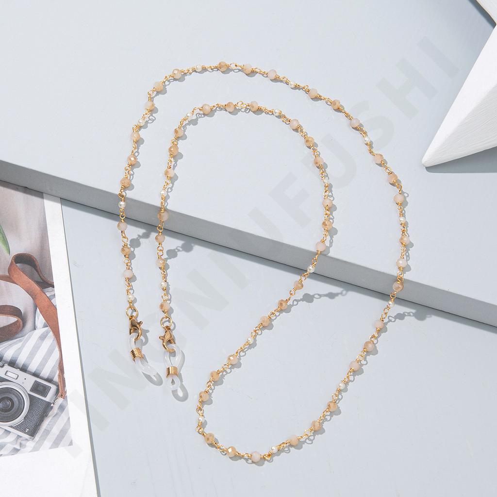 Color Crystal Glasses Mask Chain, New European and American Fashion Glasses Rope Mask Rope Non-slip Neck Lanyard
