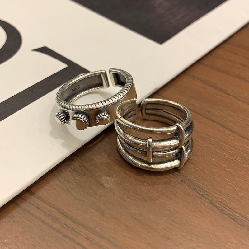 Sterling 925 Elegant Silver Open Finger Ring For Women Fashionable Ins Design