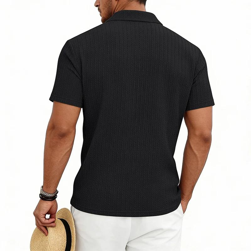 Men's Casual Shirts Textured Short Sleeve Button Down Shirt Summer Loose Fit Knit Tops for Men