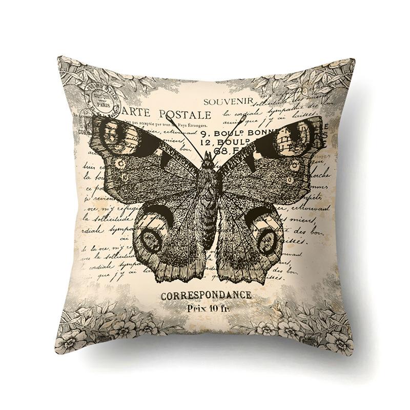 Polyester Pillowcase Peach Leather Velvet Decoration Printed Butterfly Pillowcase Waist Cushion Cover Car Cushion Head Cushion Cover