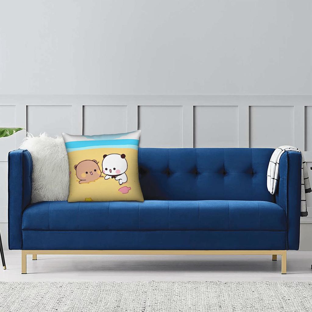 Bear Cartoon Cute Bubu Dudu Pillowcase Printing Polyester Cushion Cover Decorative Throw Pillow Case Cover Home Zipper 45*45Cm