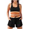 Damen Sport Zweiteiler Badeanzug mit herausnehmbarer Polsterung Trägerloses Oberteil und Kordelzug-Shorts für Sport und Schwimmen