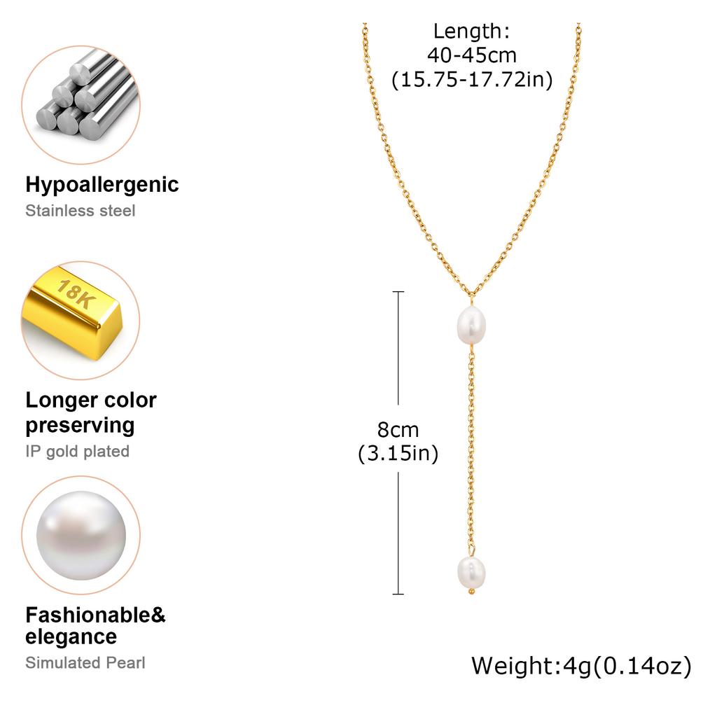 Stainless Steel Y Shape Jewelry Chain Woman Necklace Minimalist Personal Gold Color Fashion Jewelry for Girlfriend Mother's Day