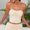 Mesh satin tube top, European and American sexy pleated backless strap short fishbone vest top