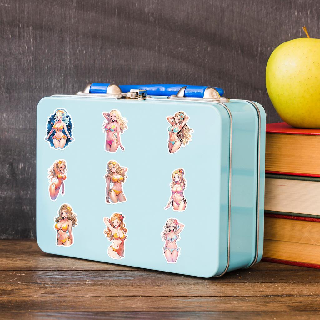 100 Bikini Girls Graffiti Stickers Mobile Phone Skateboard Water Cup Decorative Stickers Waterproof Creative Stationery Stickers