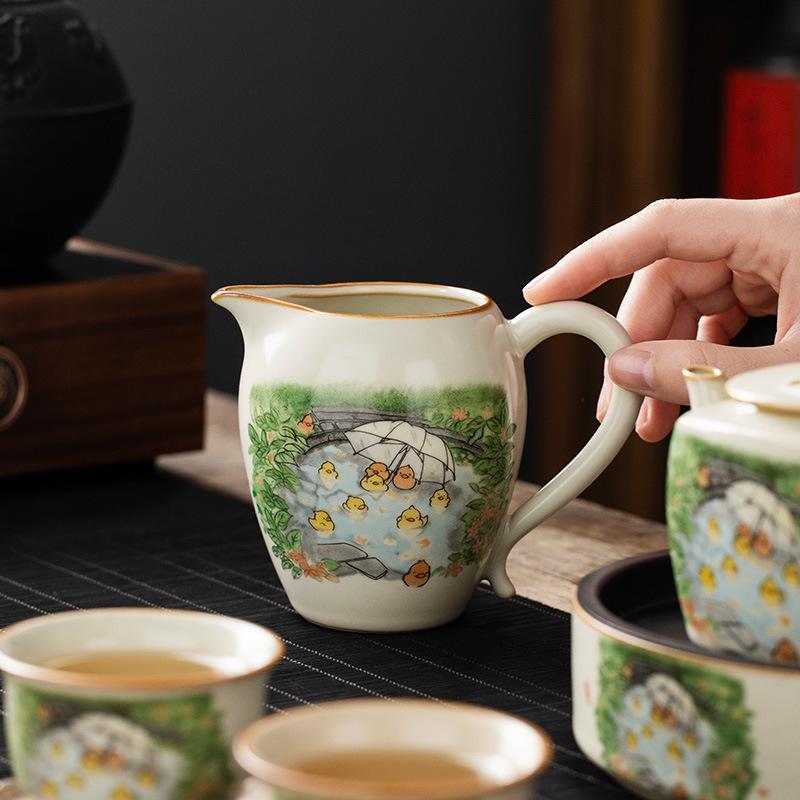 Ru Kiln Ceramic Yellow Duck Tea Dispenser - Elegant Kung Fu Tea Set Accessory