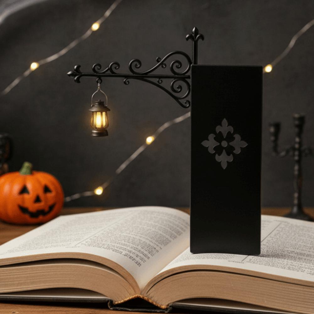 Wrought Iron Street Lamp Bookends Button Cell Battery Powered Bookmark Light Study Room