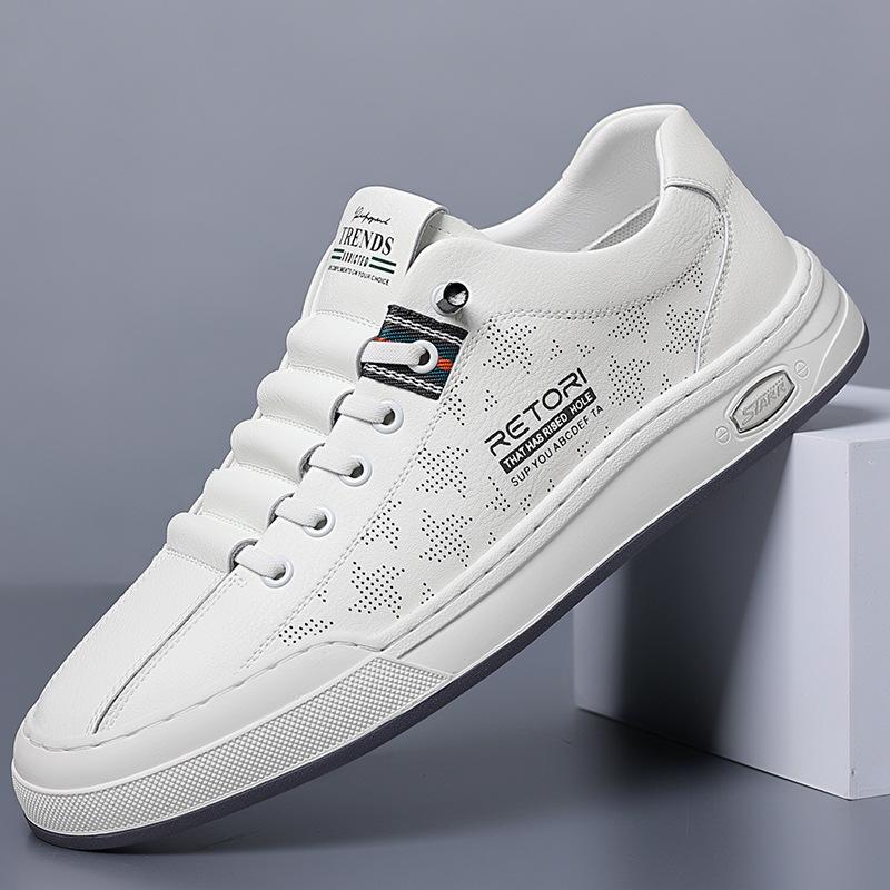 Fashion New Cowhide Hollow Platform Shoes for Man Designer Casual Soft Sole Male Sports Shoes Fashion Spring Autumn Sports Man Shoes
