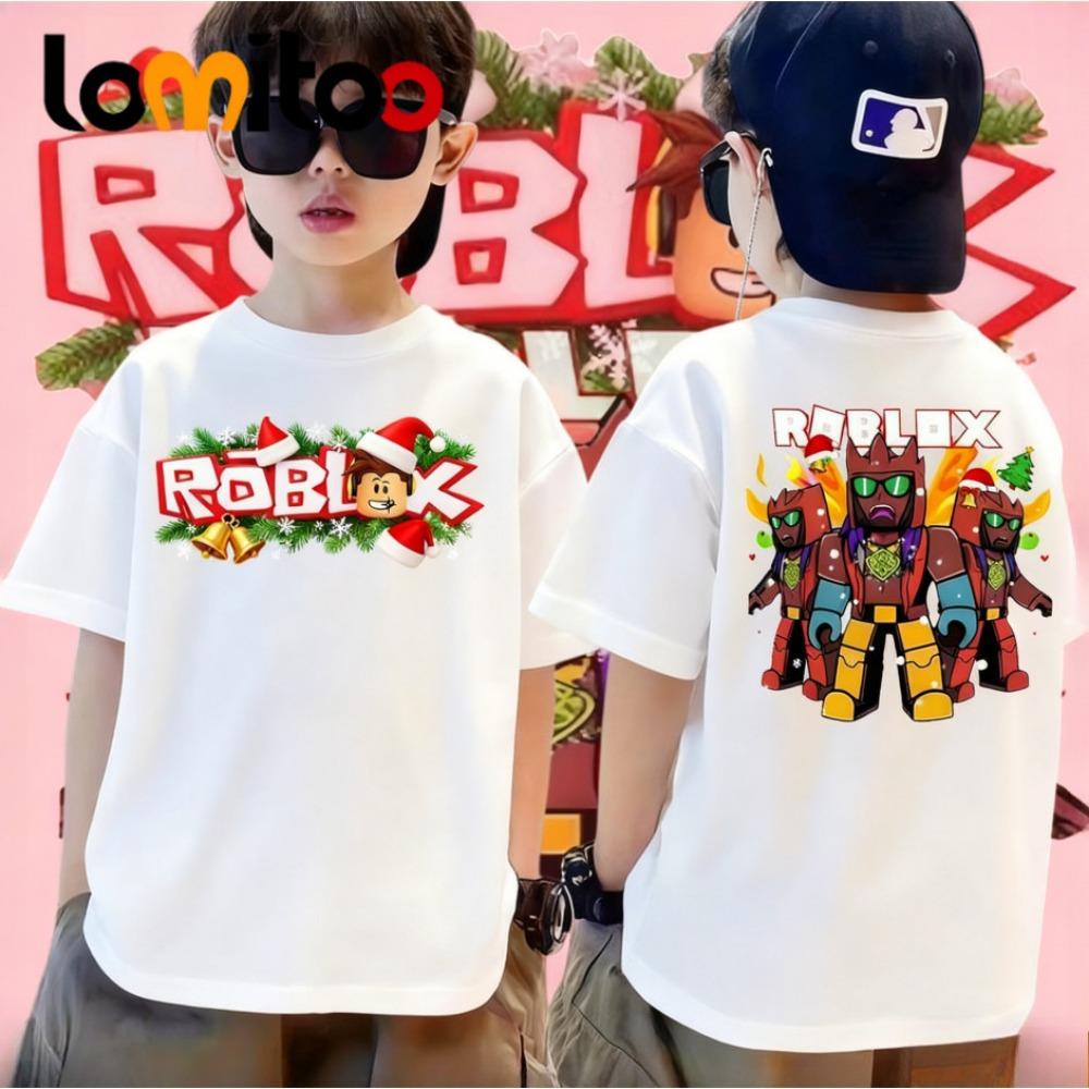 Christmas boy and girl roblox prints cute soft T-shirts