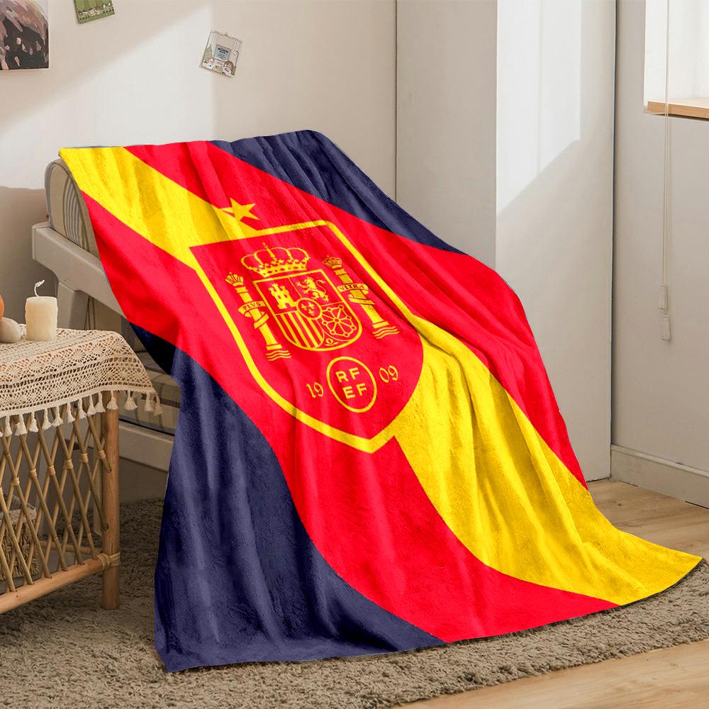 Red and Yellow Crest Design Set Designed Flannel blanket for bedroom, living room, sofa, and nap