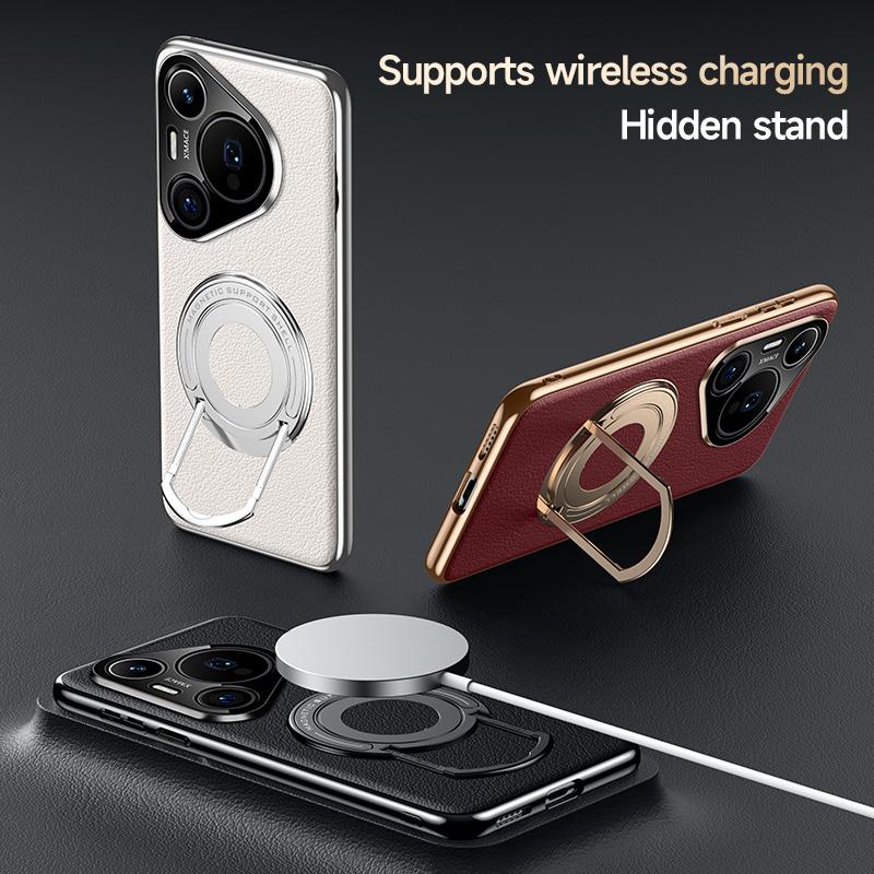 Miljøvennlig Vegansk Lær Skjult Støtte Etui For Huawei P60 Pro Art Pura 70 Ultra Pro+Plus Magnetisk Deksel Luksus Business Skall