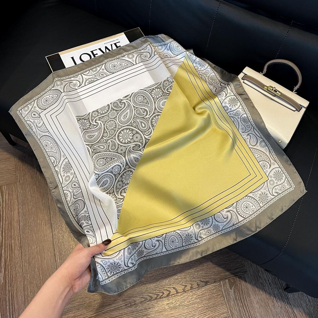 71Cm silk scarf square scarf high sense Korean fashion versatile professional simulation silk small scarf retro printed silk scarf women