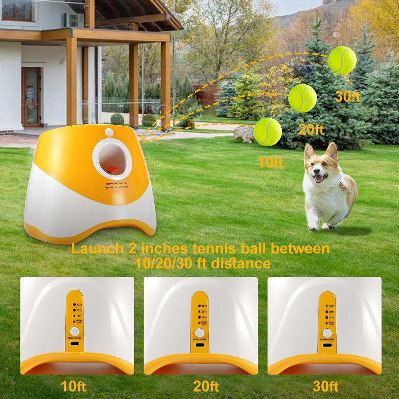 Hundespielzeug Tenniswerfer Automatisch Mit 3 Bällen Haustiere Hunde Jagdspielzeug Interaktives Flipper-Design Wiederaufladbar Tennisball Katapult