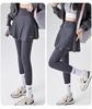 Women's High-Waisted Yoga Skirt Pants, Autumn/Winter, Plus Velvet, Two-in-One Pilates Sports Leggings