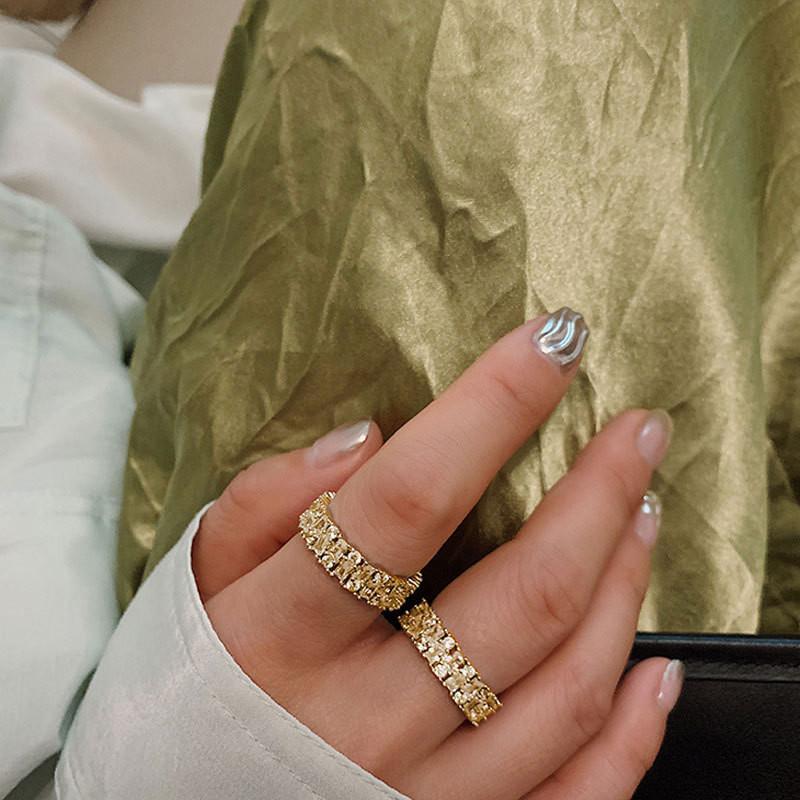 Korean Style Elegant Adjustable Silver Finger Ring With Sparkling Diamonds Women For