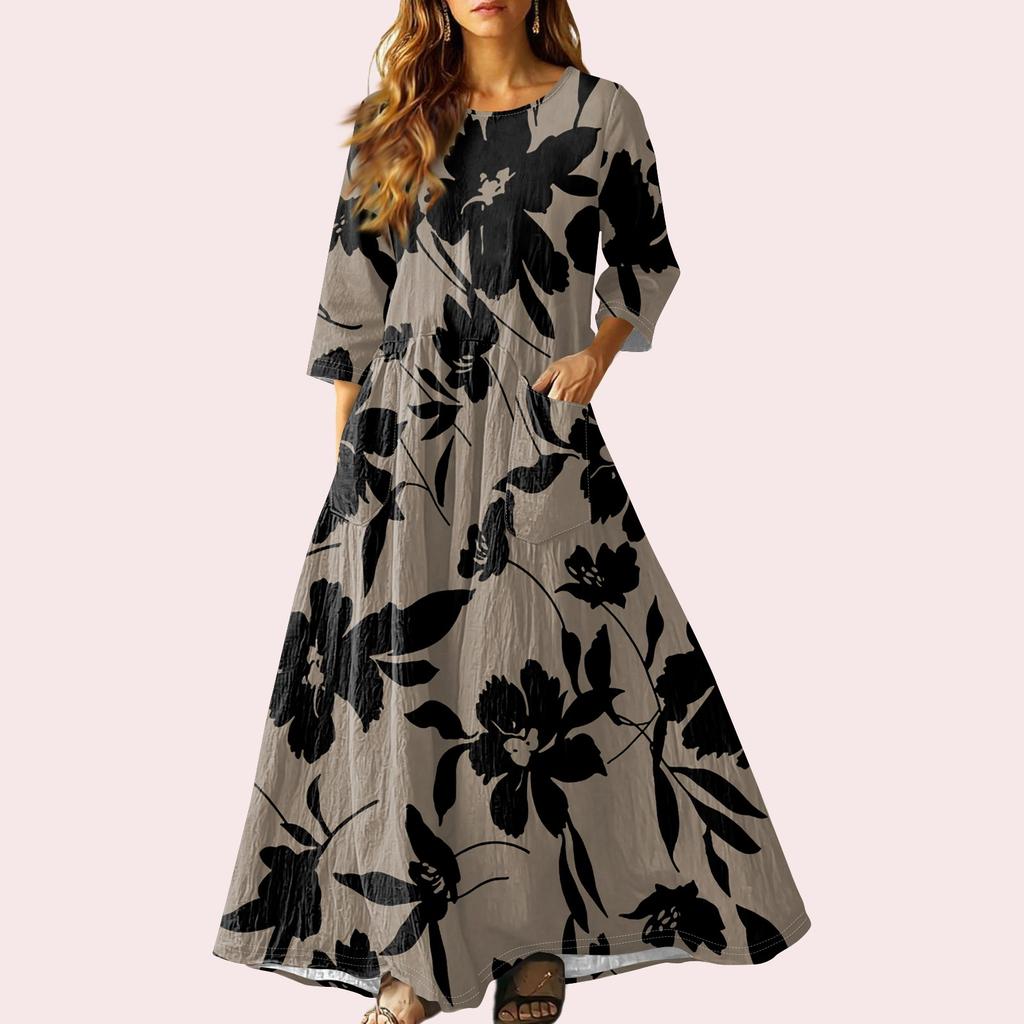 Women's Retro Ethnic Style Ribbon Embroidered Sleeveless Linen V-neck Maxi Dress