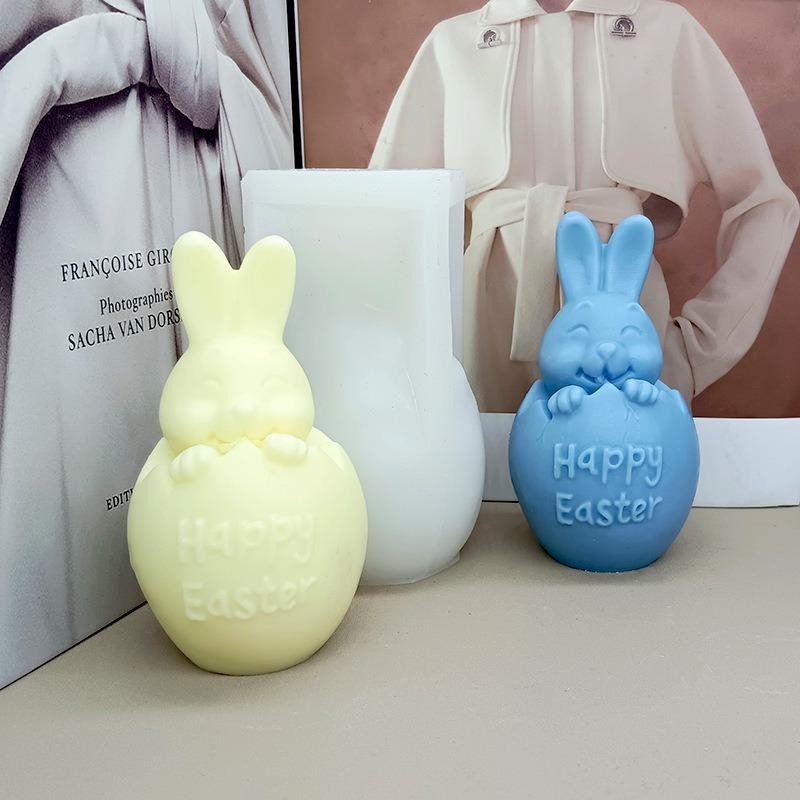 3D Easter Bunny Candle Silicone Mold Rabbit Egg Aromatherapy Resin Crafts DIY Candle Making Mould Holiday Gift