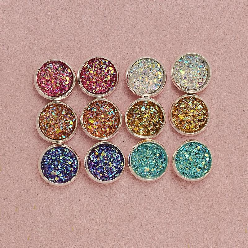 European & American Crystal Stud Earrings Set - 6 Pairs