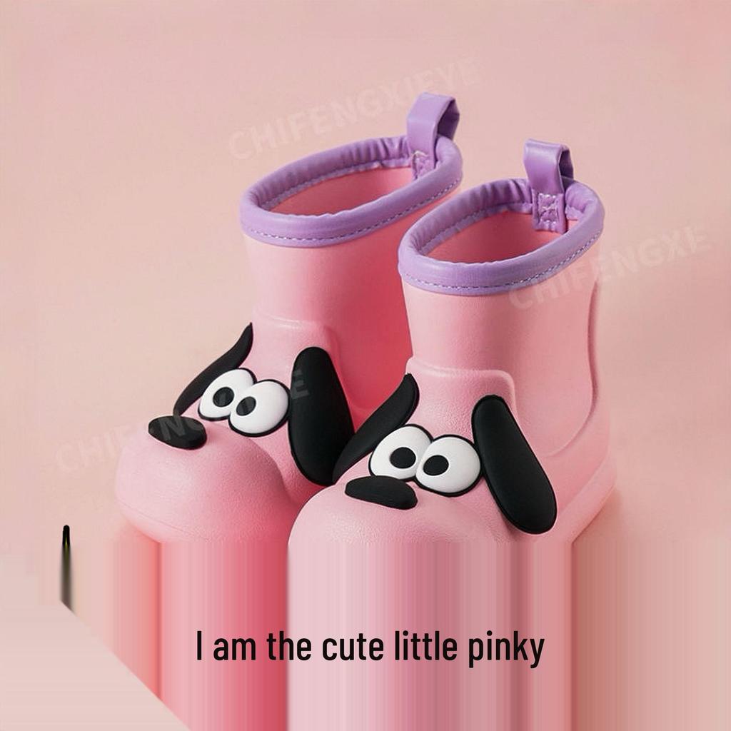 Cartoon Puppy Kids' Rain Boots, Non-Slip Waterproof EVA, Ages 3-6