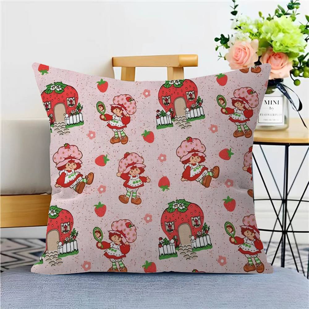 S-Strawberry Cartoon S-Shortcake Girl 45*45cm Cushion Cover Pillow Cover Decor Pillowcase Home Pillowcase For Couch Pillow