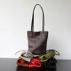 Handwoven Full-Grain Vegetable-Tanned Leather Bucket Bag Minimalist Chic Crossbody Tote Daily Wear