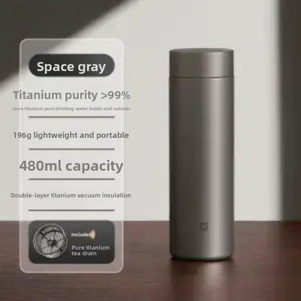 Xiaomi Taza Termo Mijia de Titanio TI2, 350ml/480ml Botella de Agua Aislada de Titanio Puro, Termo de Doble Pared para Café Té Viajes