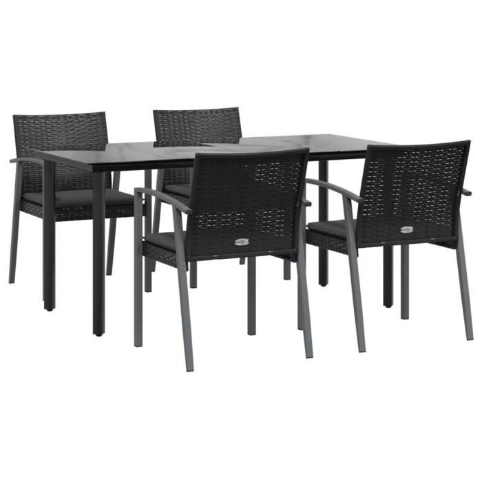 VidaXL Ensemble à manger de jardin 5 pcs coussins résine tressée acier 3186995